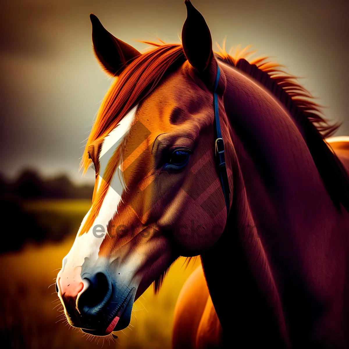 Picture of Thoroughbred Stallion in Brown Saddle Blanket