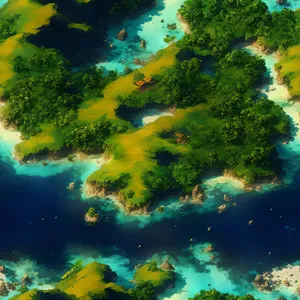 Vibrant Coral Reef Paradise Under Clear Blue Skies