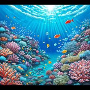 Colorful Underwater Fish Reef Graphic Display