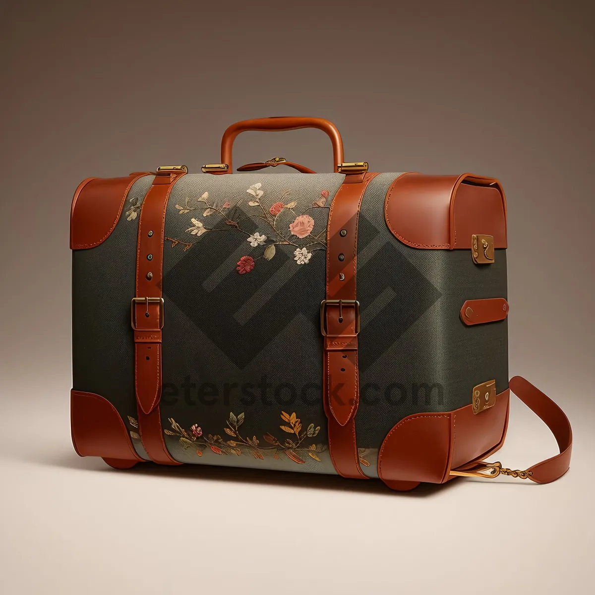 Picture of Vintage Leather Travel Briefcase with Metal Handle