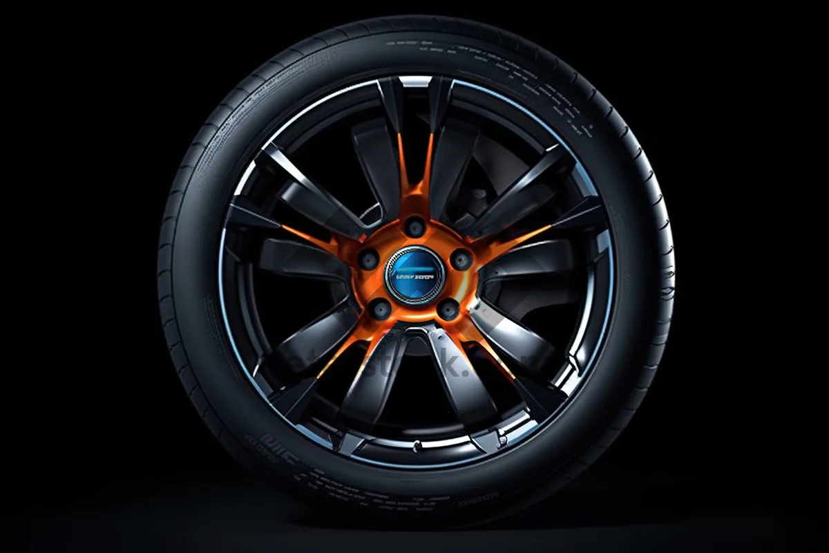 Picture of Shiny black 3D round car wheel icon