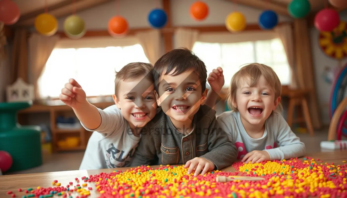 Picture of Happy family portrait with smiling kids and parents