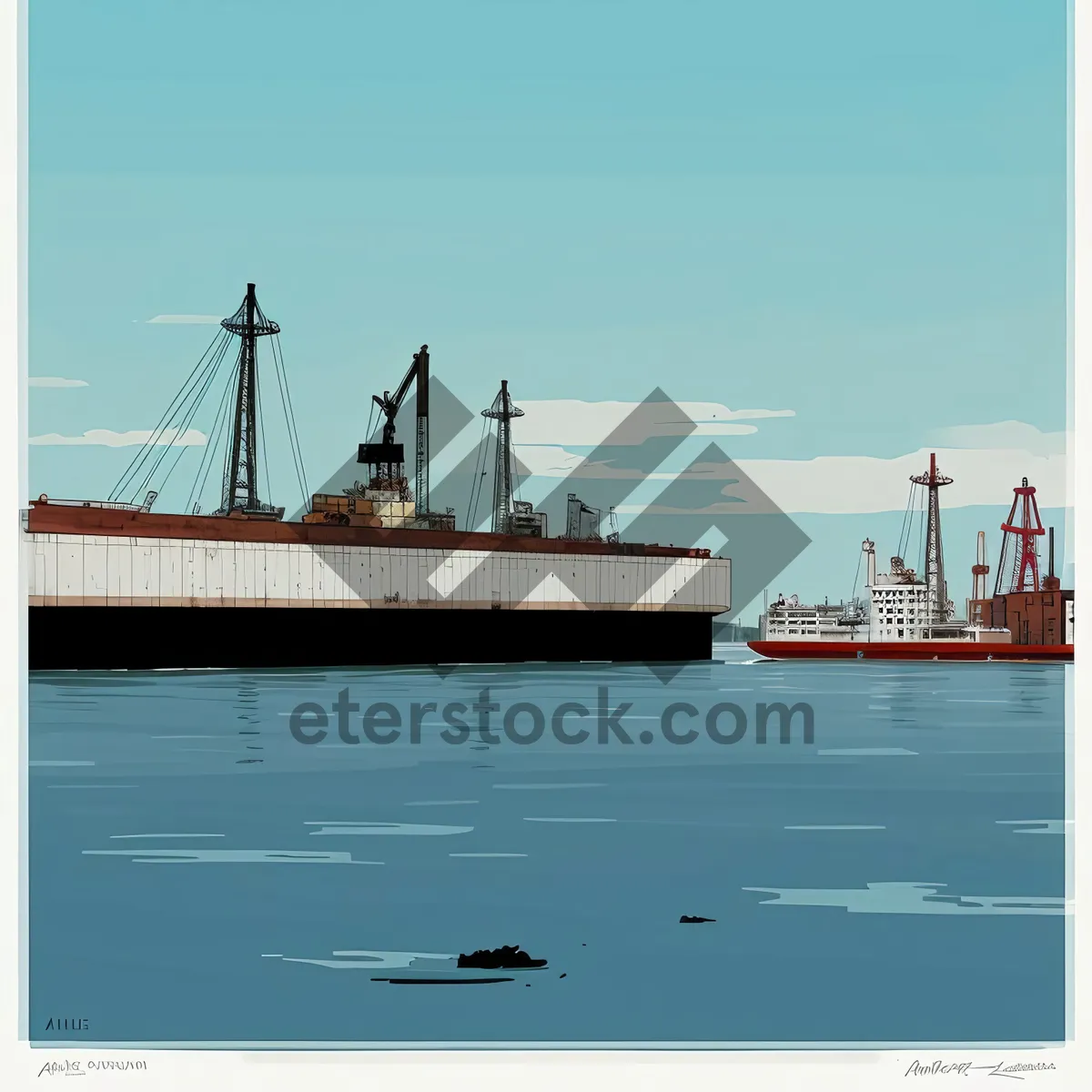 Picture of Busy port with container ships and cranes