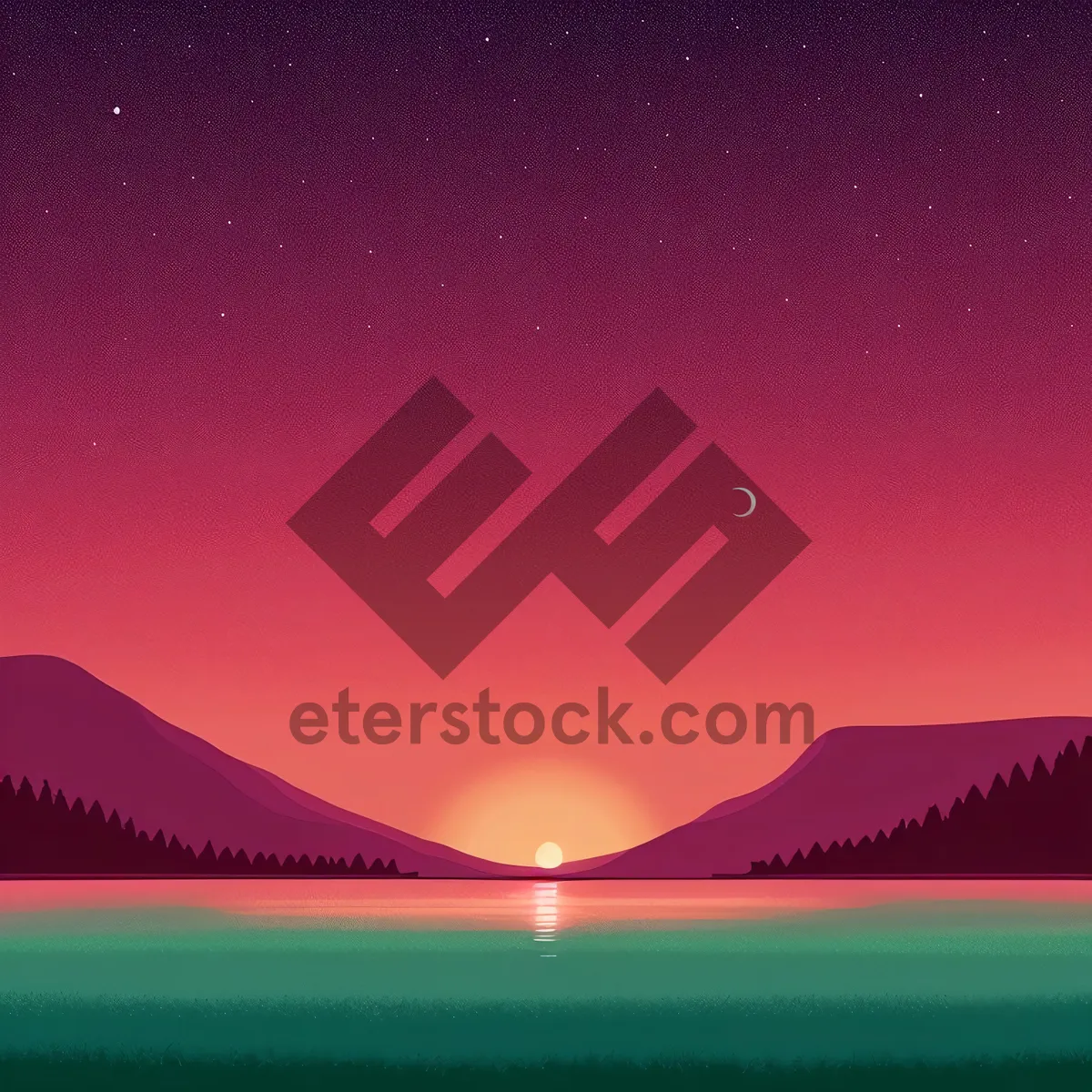 Picture of Majestic Sunset Over Tree-Horizon Landscape