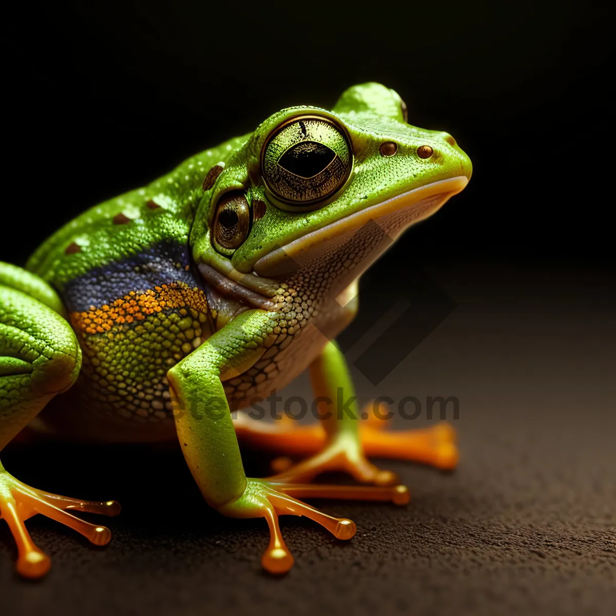 Picture of Vibrant Green Tree Frog with Piercing Eyes