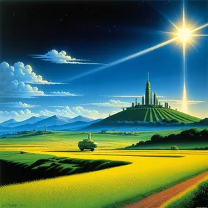 Vibrant Rural Landscape Under Sunny Blue Skies