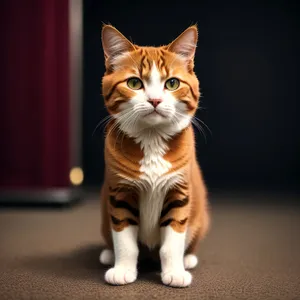 Fluffy Tabby Kitty Sitting, Purrfectly Playful and Cuddly