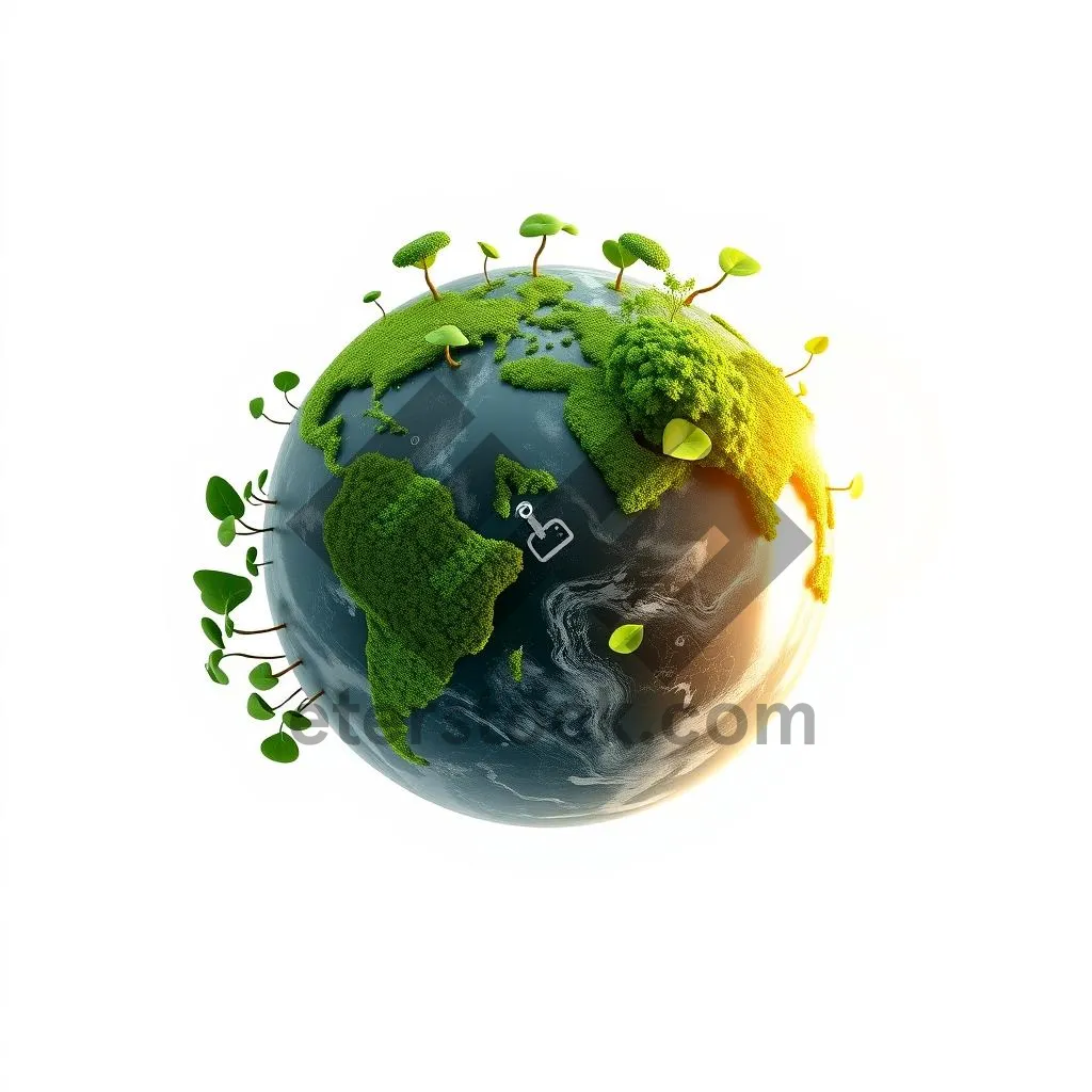 Picture of Global Earth Map Icon in Glass Circle Design