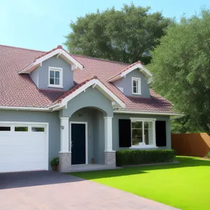 Modern residential home with brick siding and tile roof