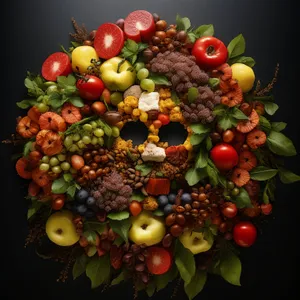 Organic autumn apple and currant fruit decoration