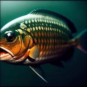 Tropical Orange Goldfish Swimming in Aquarium