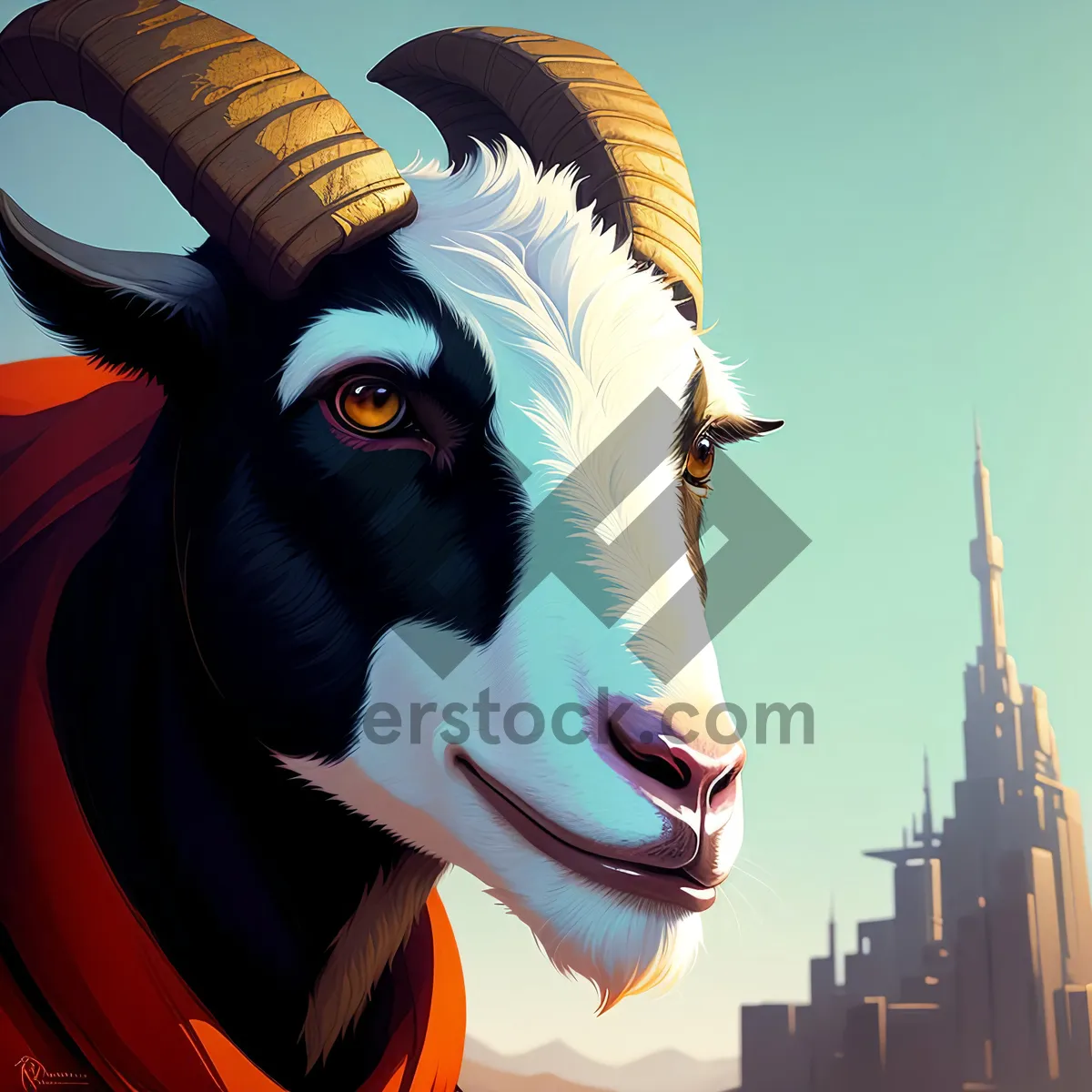 Picture of Masked Ram: Unique Triceratops-inspired Sheep Mascot