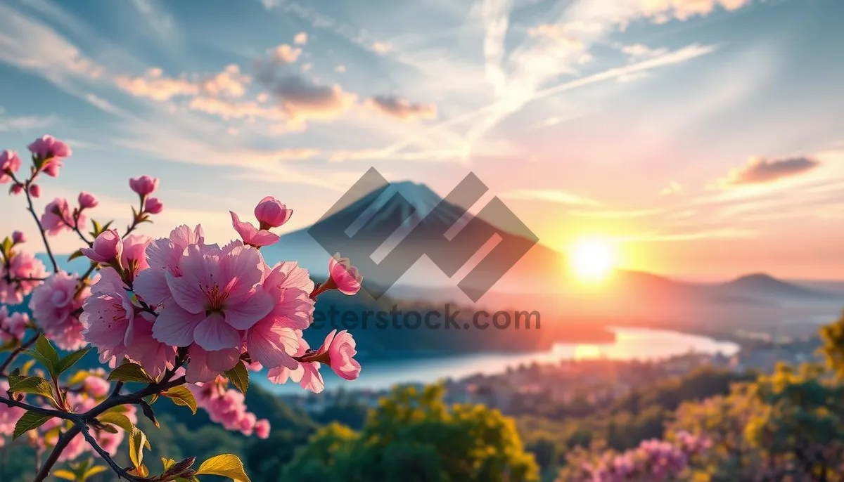 Picture of Bright Summer Sky over Rural Meadow Landscape.