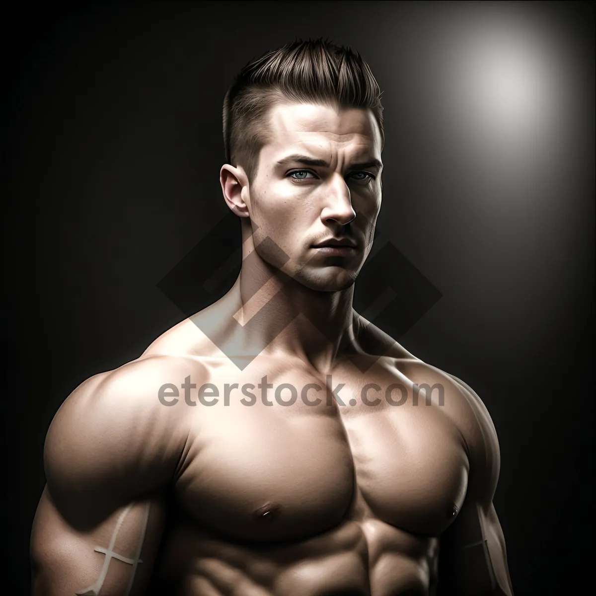 Picture of Muscular Male Model Posing Sensually in Studio