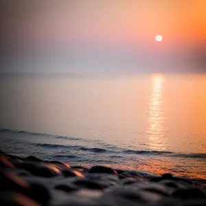 Tropical Sunset Reflection on Golden Beach