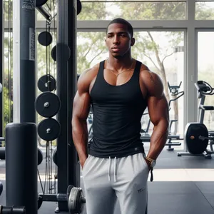 Healthy adult man lifting weights at the gym.