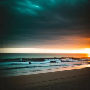 Serenity on a Sandy Shore: Ocean Sunset