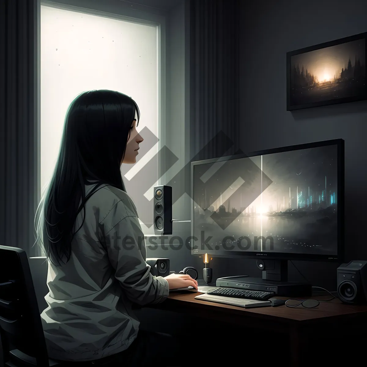 Picture of Professional businessman working on laptop at office desk