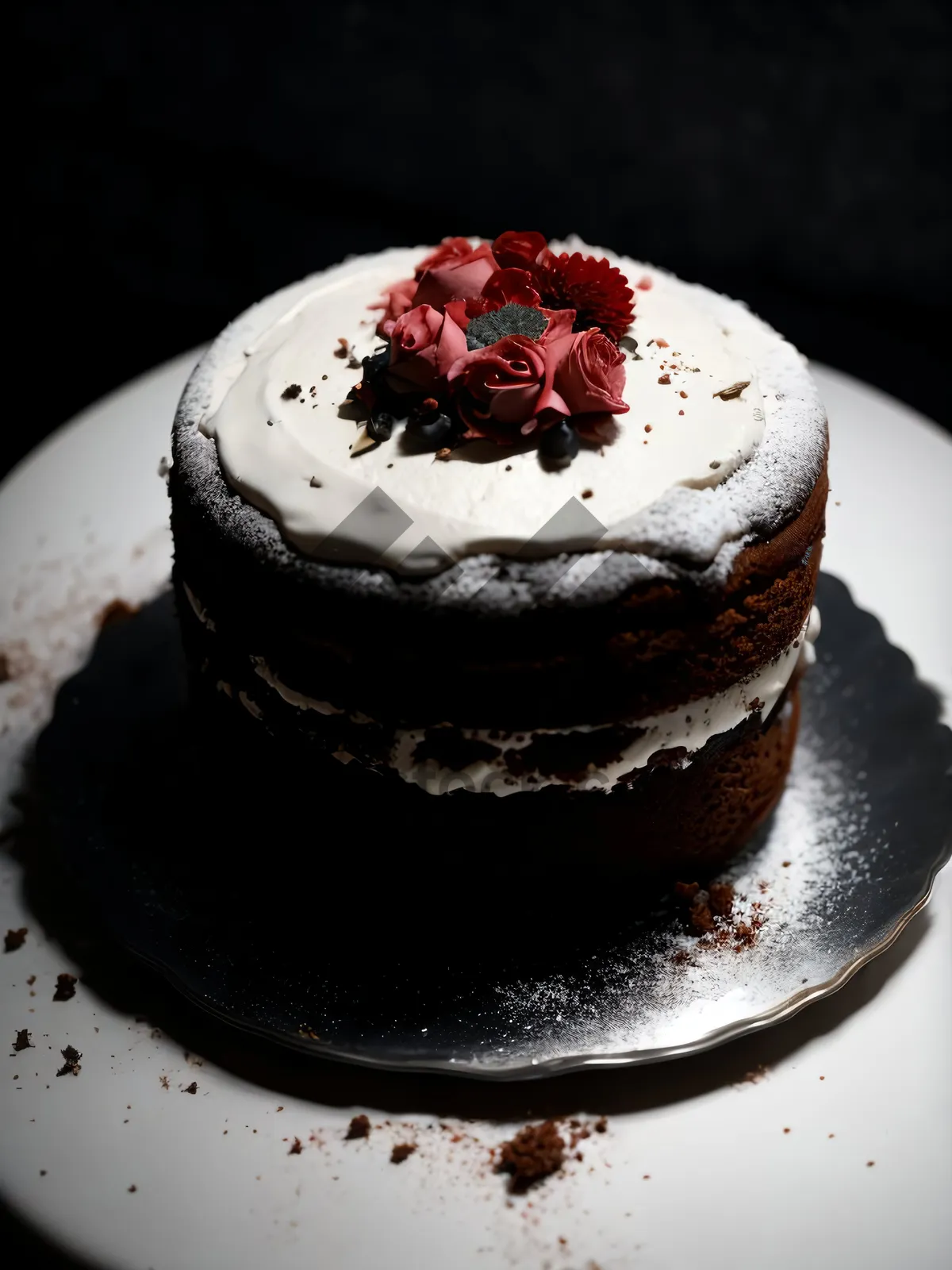 Picture of Delicious Fruit Cake with Chocolate Sauce