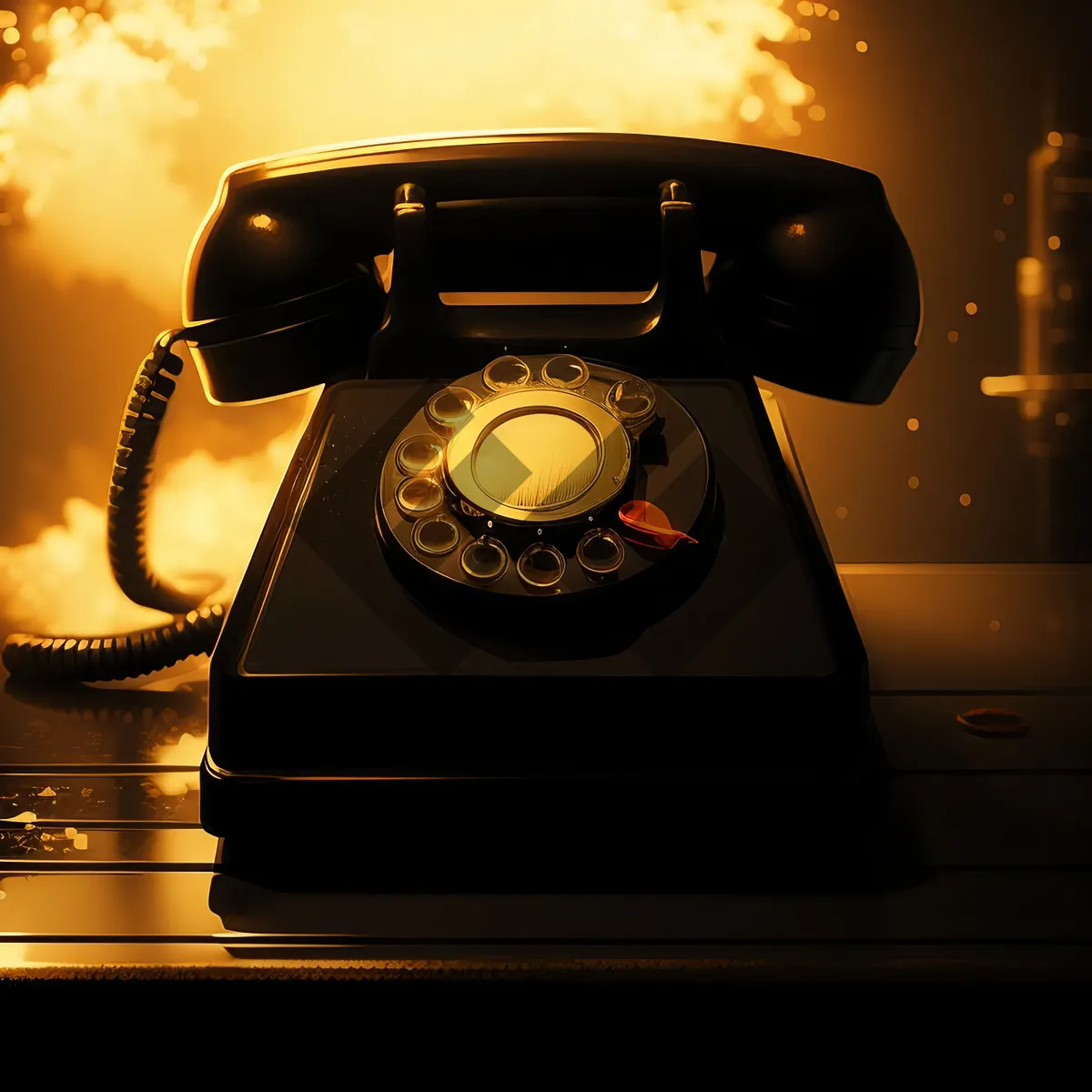 Picture of Vintage rotary dial telephone for business communication.