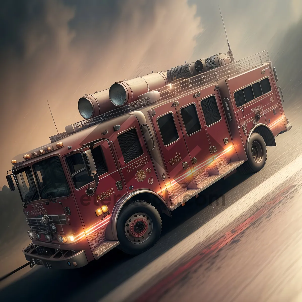 Picture of Emergency Fire Truck on Road