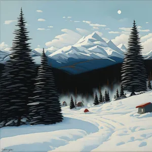 Winter wonderland ski resort in the snowy Alps
