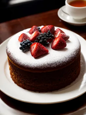 Sweet Berry Breakfast Cake with Fresh Mint Garnish