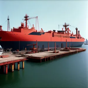 Maritime Cargo Vessel at Busy Port