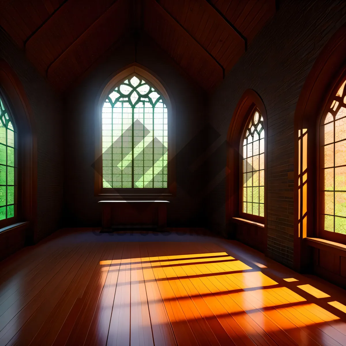 Picture of Reverent Radiance: Historic Cathedral Window Illuminated with Architectural Elegance