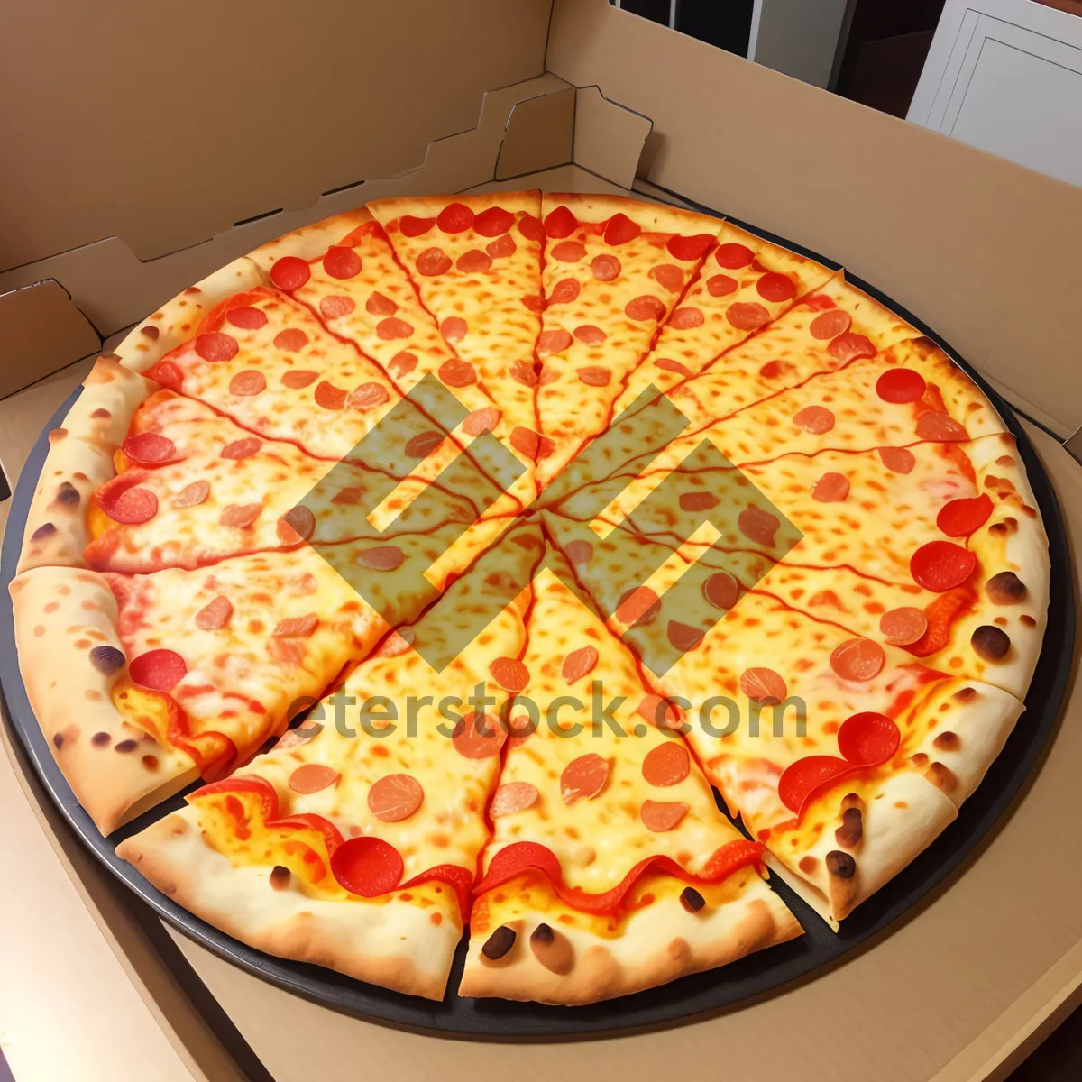 Picture of Tasty Pepperoni Pizza Slice at Gourmet Restaurant