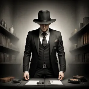 Professional Man in Cowboy Hat with Briefcase