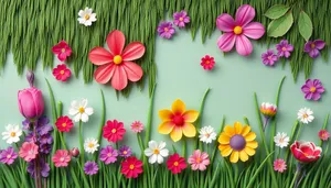 Colorful Floral Pattern with Orange and Pink Flowers