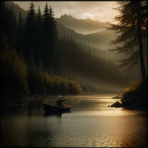 Serene Sunset Reflection on Calm Lake