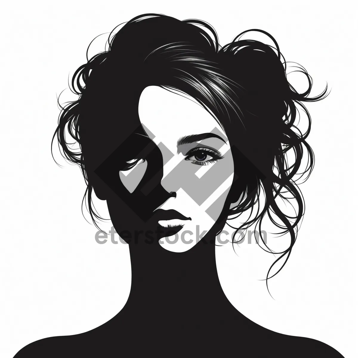 Picture of Cartoon Black Hair Fashion Face Art Drawing