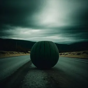 Sunset Over Asphalt Road: A Celestial Landscape Journey