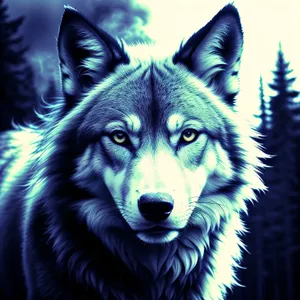 Fierce Canine Stares: Majestic Timber Wolf With Piercing Eyes