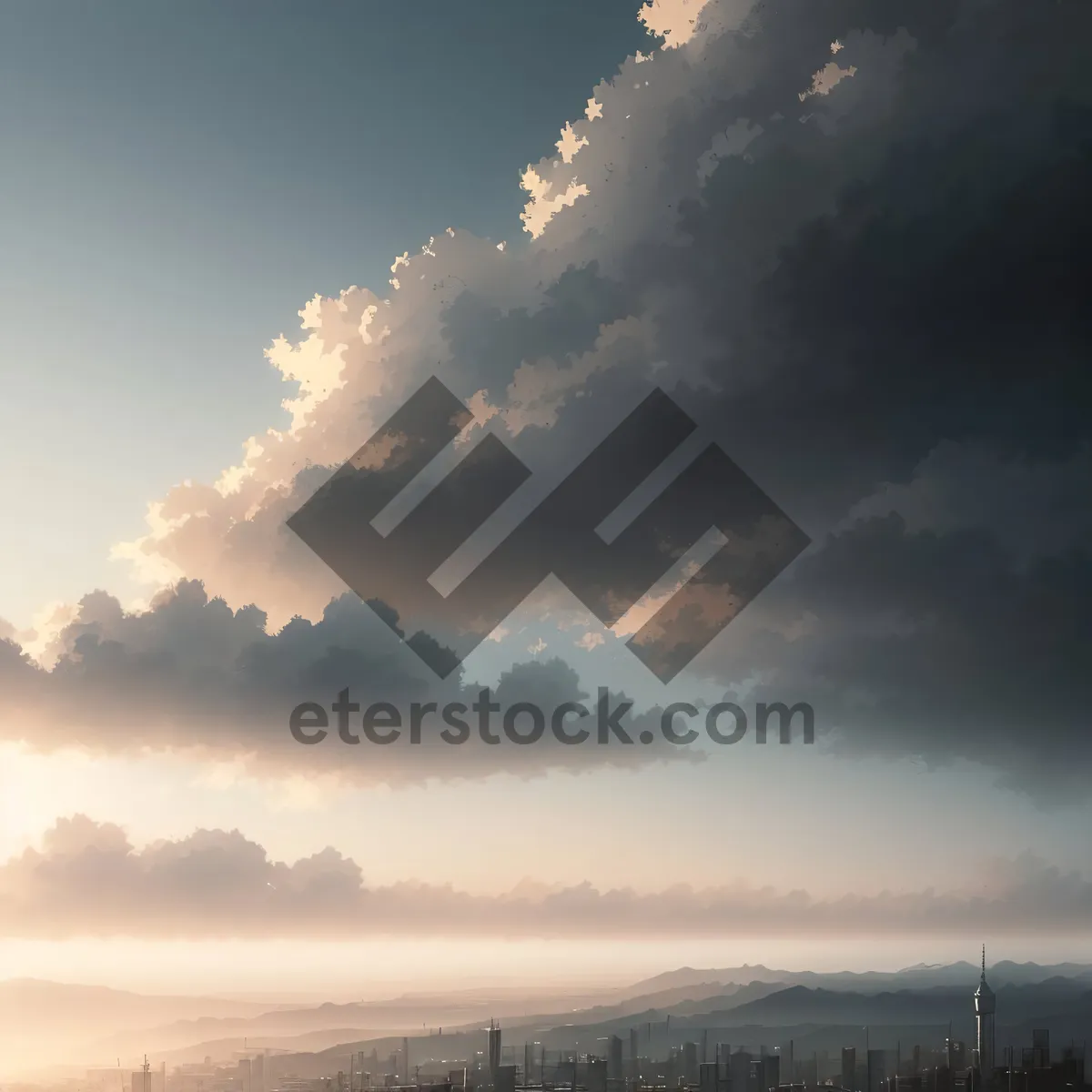 Picture of Vibrant Atmospheric Summer Sky with Fluffy Clouds