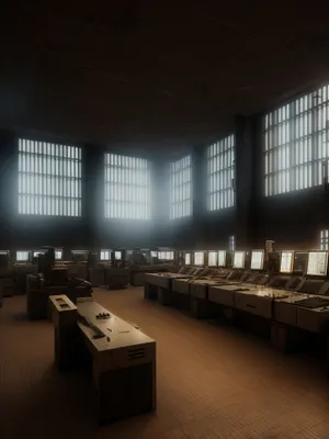 Modern Office Interior with Wood Furniture