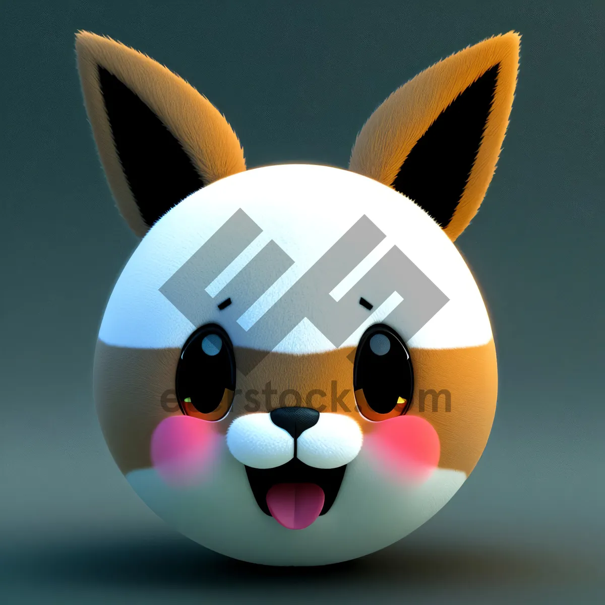 Picture of Cheerful Easter Bunny Ball in 3D Cartoon