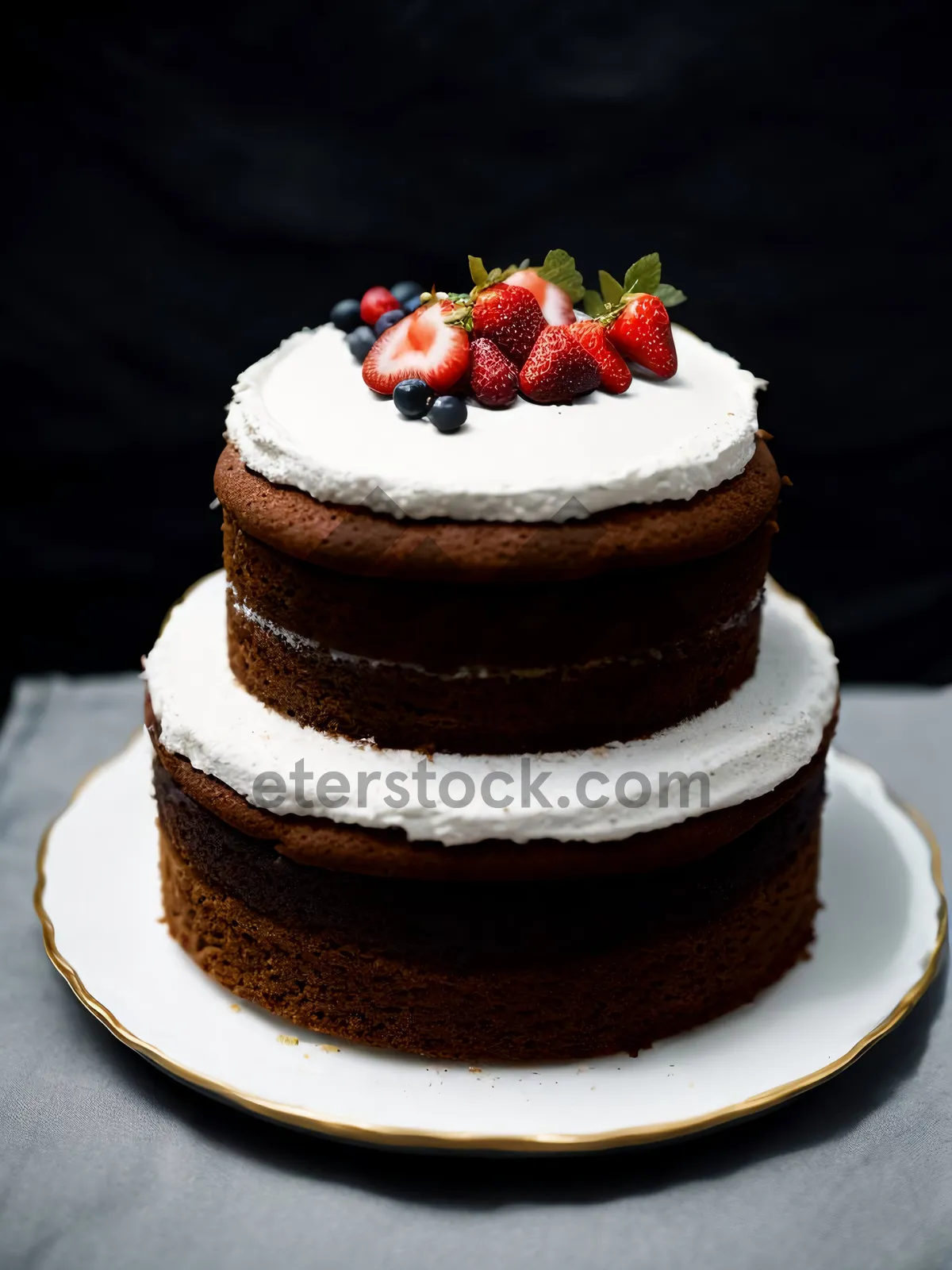 Picture of Delicious Berry Cake with Fresh Mint