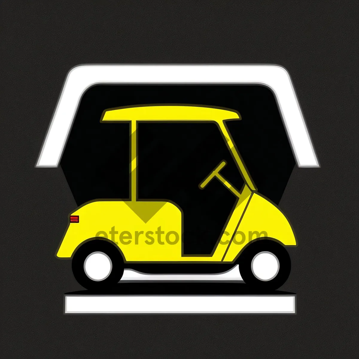 Picture of Golfer in Car with Transportation Icon