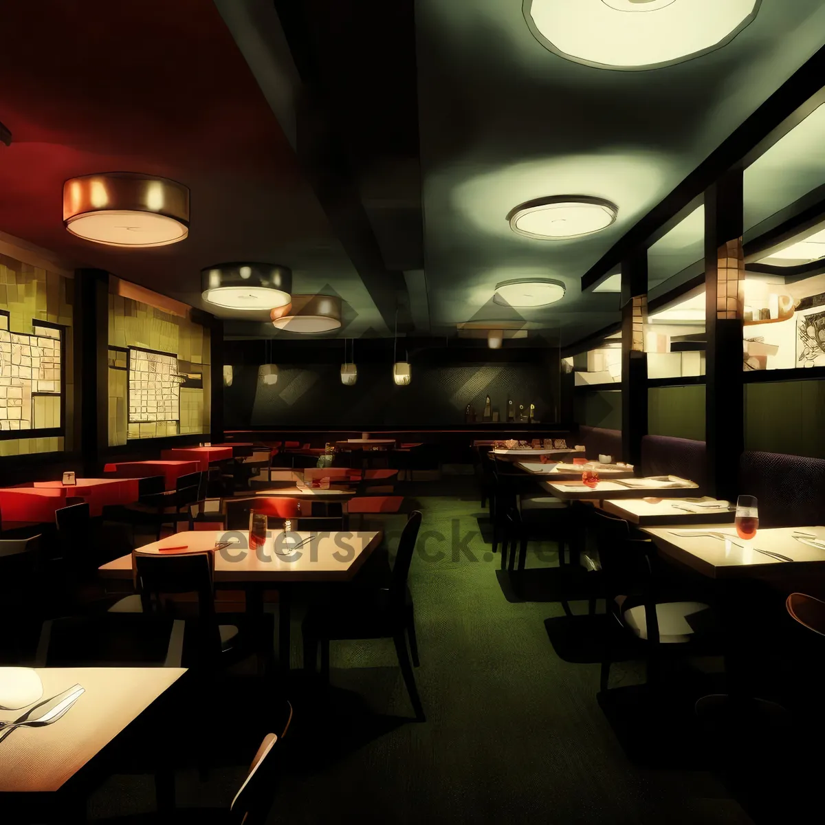 Picture of Modern Design Inside Restaurant Setting With Luxury Furniture