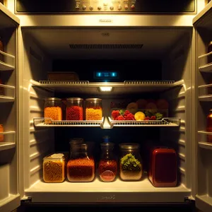 Modern interior with vending machine and buffet