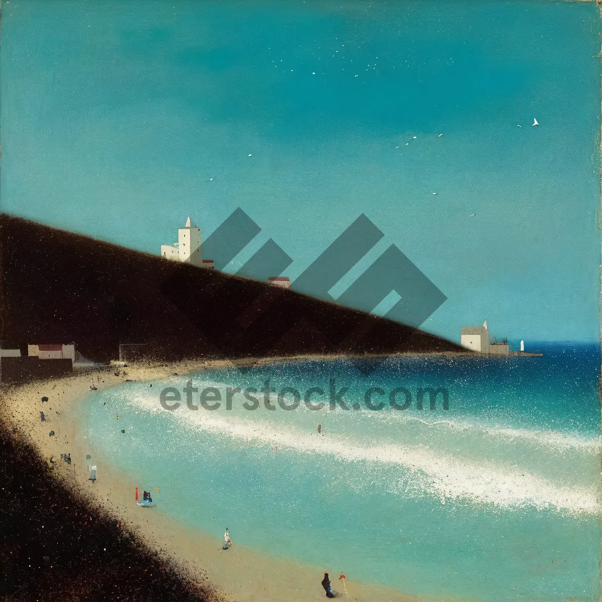 Picture of Tropical beach with ship on the horizon