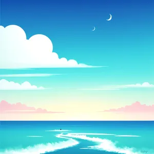 Serene Summer Seascape with Waves and Sky