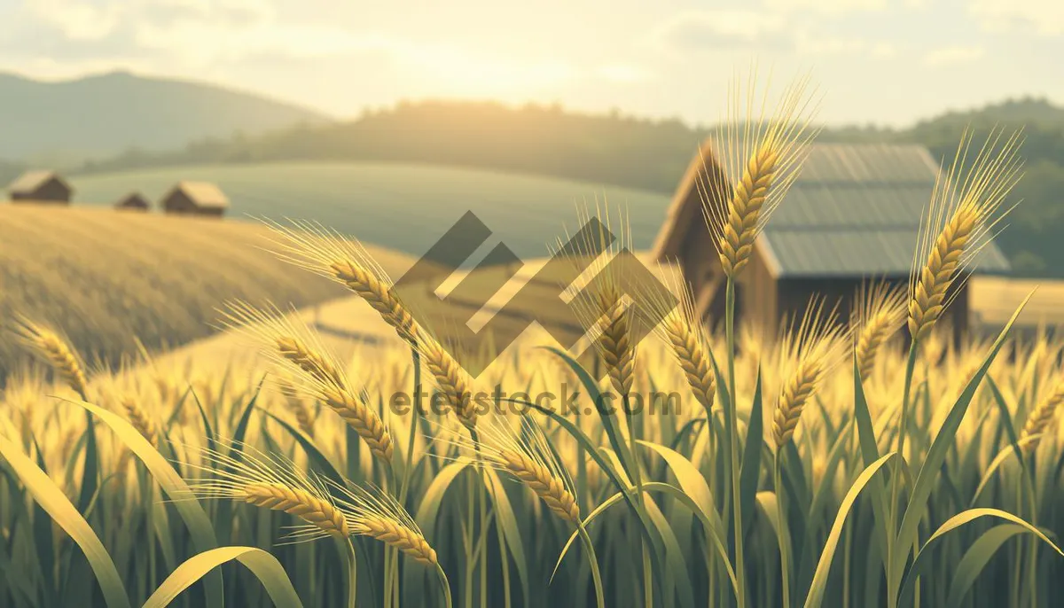 Picture of Golden Wheat Field in Sunny Countryside Landscape