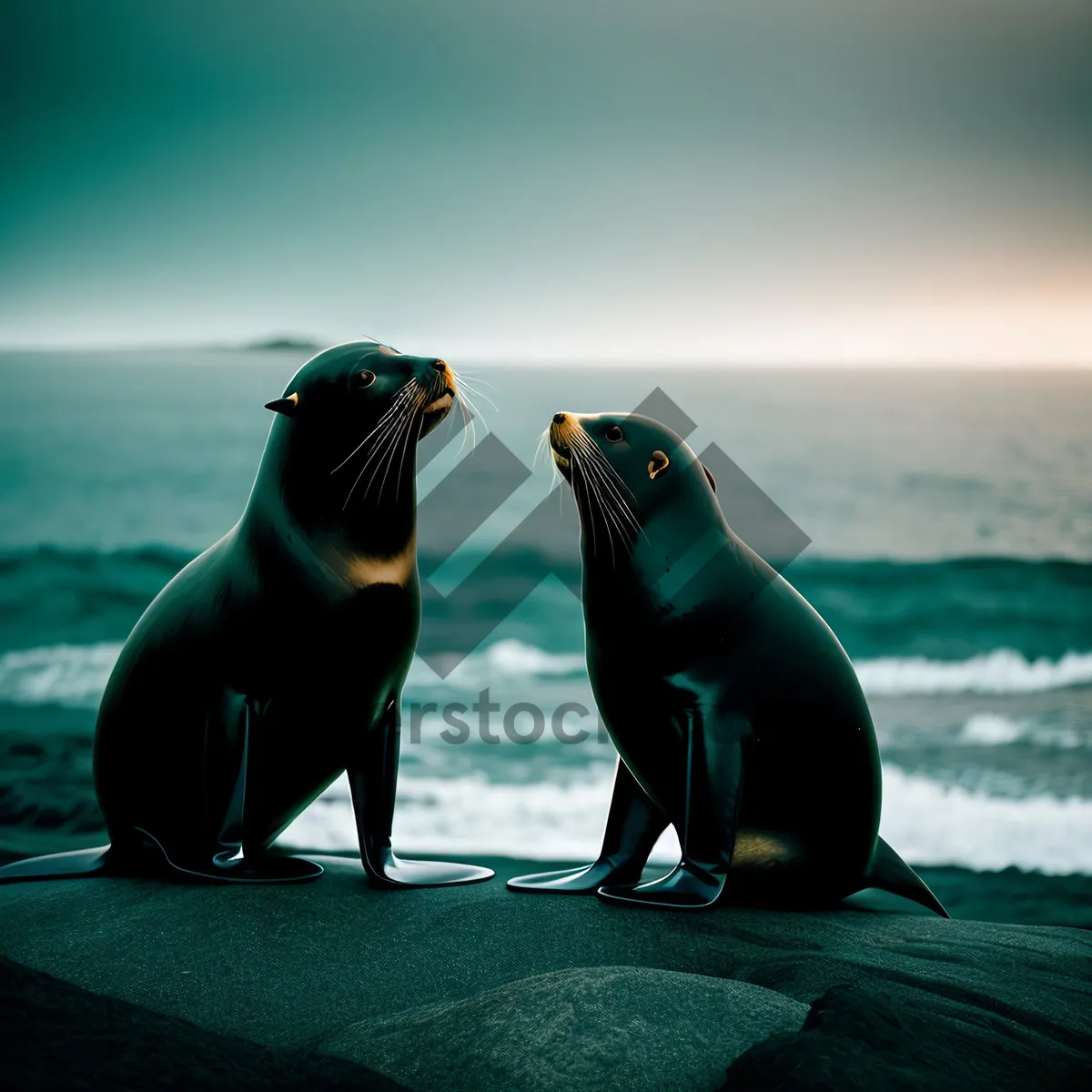 Picture of Majestic Arctic Seal Resting on Sandy Beach