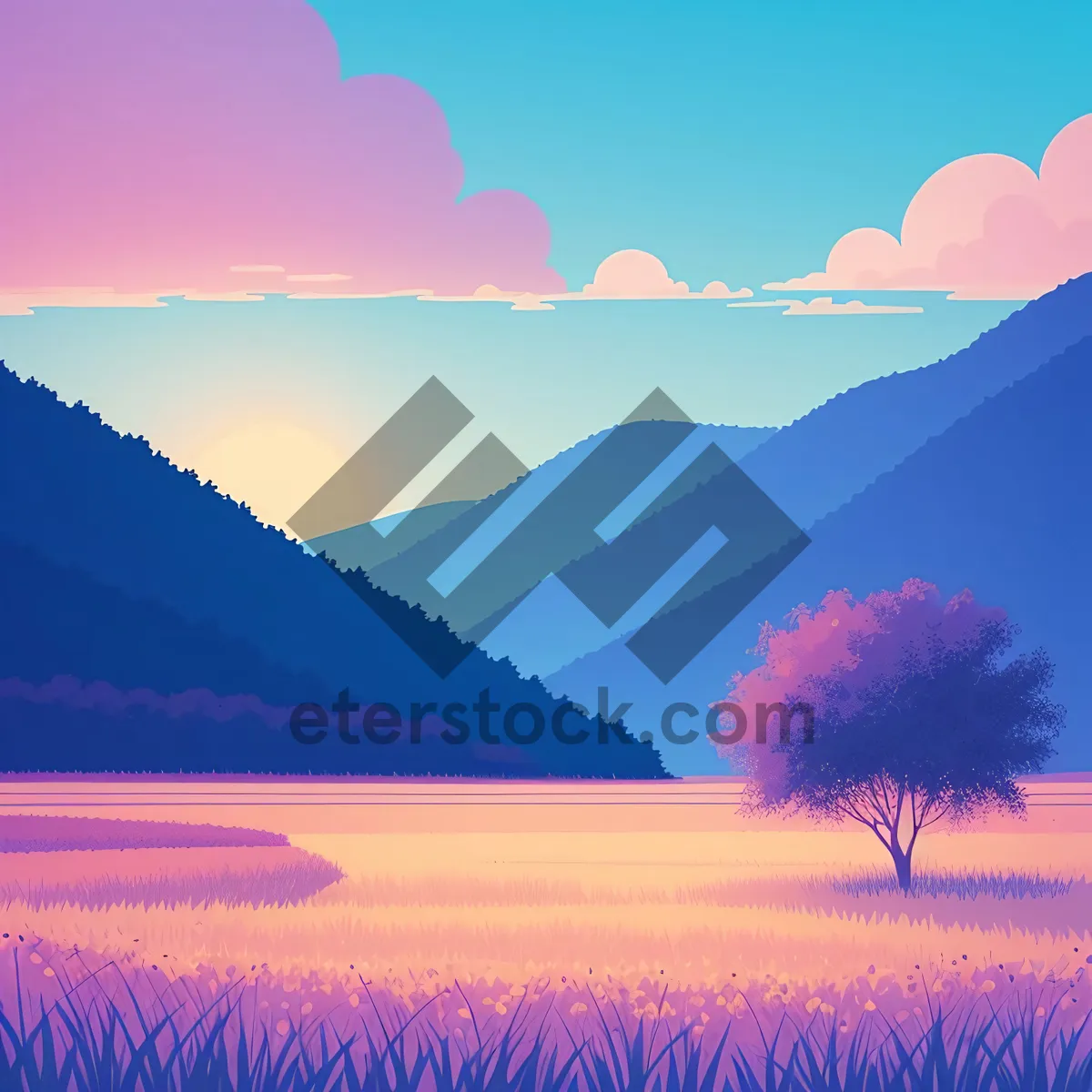 Picture of Serene Sunrise Over Mountainous Landscape
