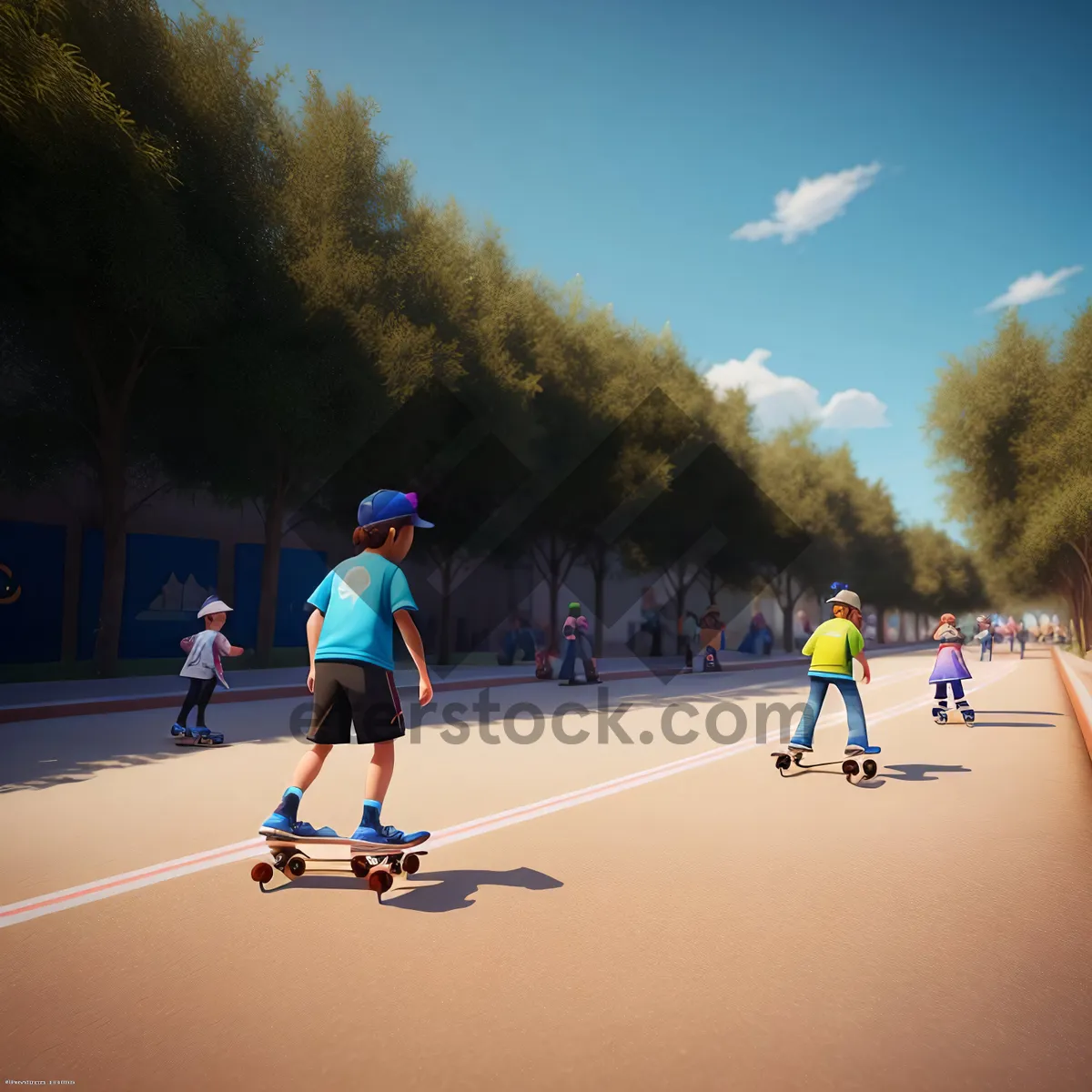 Picture of Skateboarding Man in Action: Competitive Athlete