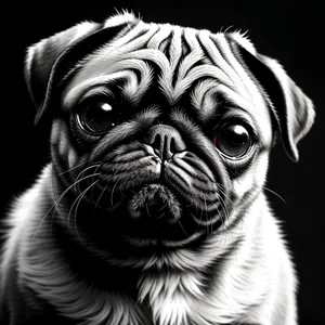 Adorable Wrinkled Pug Puppy in Studio Portrait